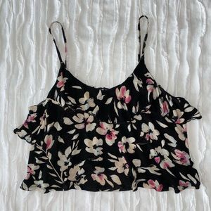 Black floral tank